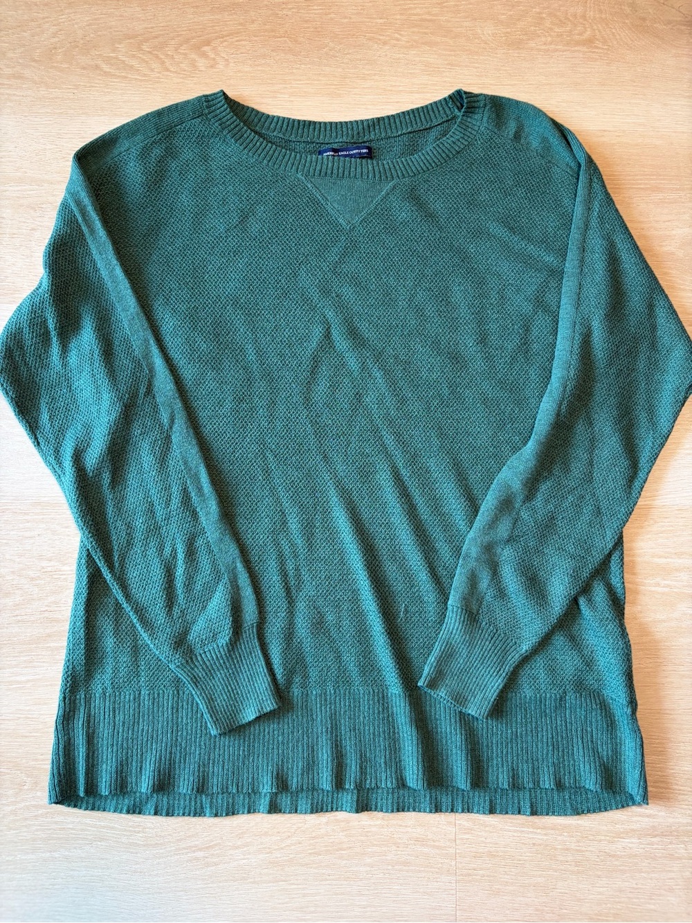 American Eagle Oversized Textured Knit Sweater Teal Green M